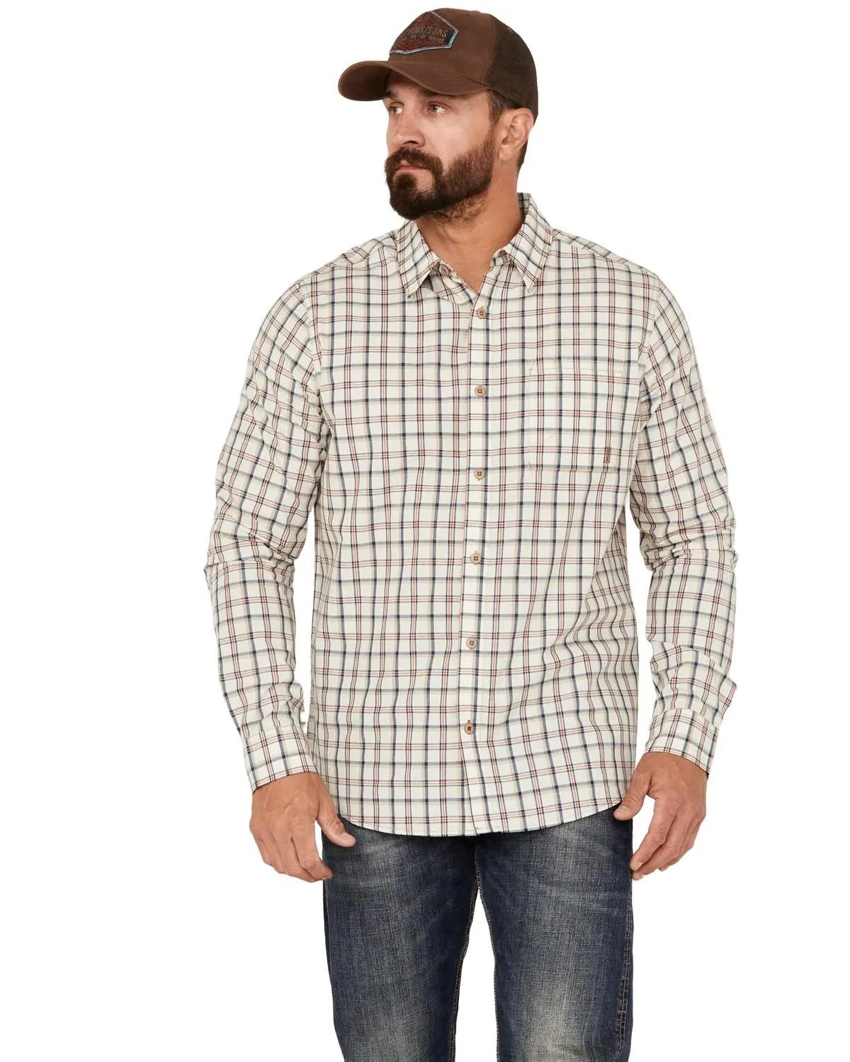 Brothers And Sons Men's Men'S Plaid Long Sleeve Button-Down Western Shirt - Basfa23w93-Tan