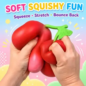 Simulation Cherry Squishy Toy - Portable Soft Squeeze Stress Relief Toy, Vivid Fruit-Shaped Leisure Item, Interactive Gift for Hobby Collectors