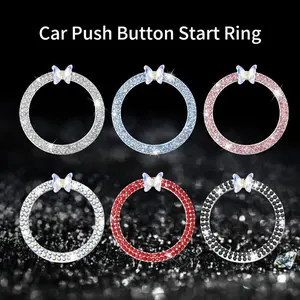 New Upgraded Car Engine Start Stop Decorative Ring, Crystal Rhinestone Ignition Ring Sticker, Women Girls Vehicle Decoration Accessory