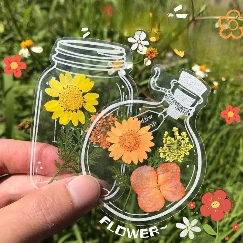 Handmade DIY Bookmark Kit — Transparent Plant Specimen & Dried Flower Labels for Glass Bottle Decor