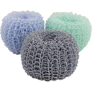 Run Mesh Dish Scrubber Set, Set of 3 Multicolor Polyester Kitchen Cleaners