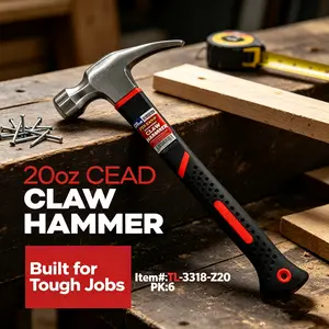 20 oz Claw Hammer, Heavy-Duty Forged Steel Head Hand Tool with Magnetic Nail Starter, Indexing Rip Claw, Shock-Absorbing TPR Grip for Framing, DIY Projects