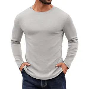 Crewneck Sweaters for Men Slim Fit Long Sleeve Pullover Sweater Ribbed Knitted Lightweight Tops