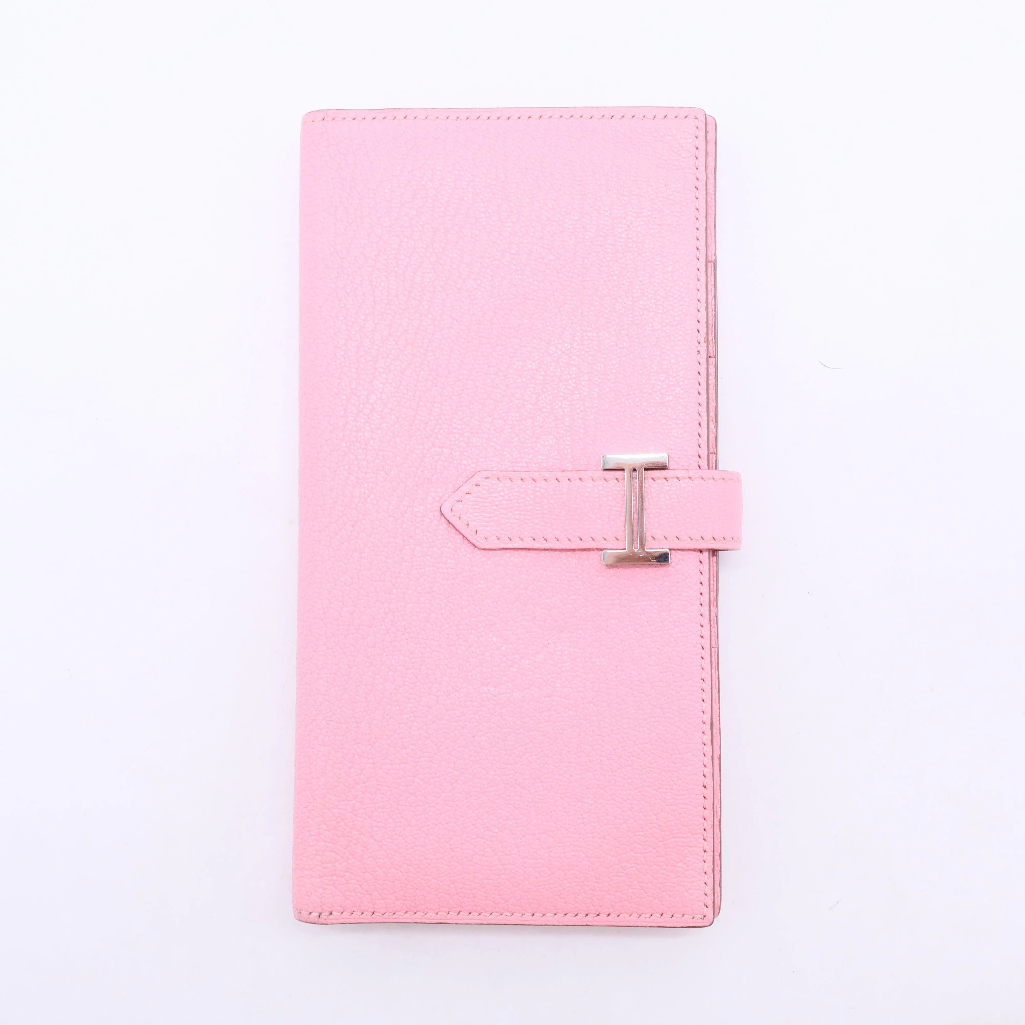 Pre-owned HERMÈS Leather Small Leather Goods Bearn Long Wallet Epsom 1Q Rose Confetti SHW Stamp X W11191