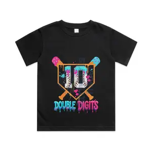 Baseball Drip 10th Birthday Boy Double Digits Ice Cream Drip Cotton T-shirt, Graphic Print Round Neck Short Sleeve Casual Tee for Boys Girls