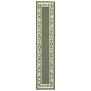 212 MAIN FLO-20X90-GN 20x90 in. Extra-Long Rectangle Shape Skid-Resistant Floral Border Runner Rug - Green, Modern Indoor Rug for Indoor Use