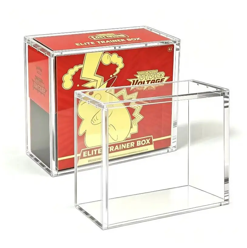5mm Thick Clear Acrylic Magnetic ETB Display Case, UV Resistant Elite Trainer Box Protector Storage Holder, Magnetic Snap Lid Dustproof Collectible Display Box, Hard Acrylic Protective Case Fit For Pokémon Elite Trainer Box