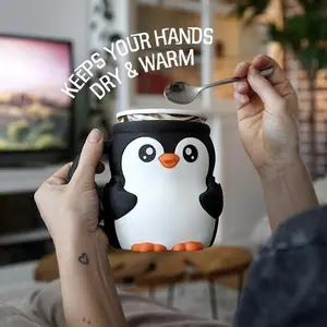 Highland Cow Ferdinand Cup, Cute 3D Printed Ice Cream Cup with Hidden Snack Drawer, Dual Spoon Slots & Insulated Anti-Freeze Handle