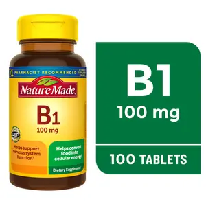 Nature Made Vitamin B1 100 mg Dietary Supplement for Energy Metabolism Support - 100 Tablets, 100 Day Supply for Healthcare & Fitness