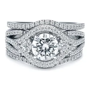 3-Stone Wishbone 1.25ct CZ Ring Set in Sterling Silver