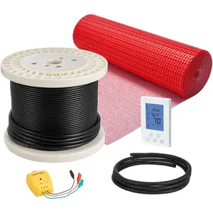 VEVOR 80 sqft Floor Heating Mat System, 120V Electric Radiant Heated Floor System, with Decoupling Membrane Smart Control Thermostat Alarm, Easy Installation for Tile, Stone, VinylVEVOR Super Brand Day