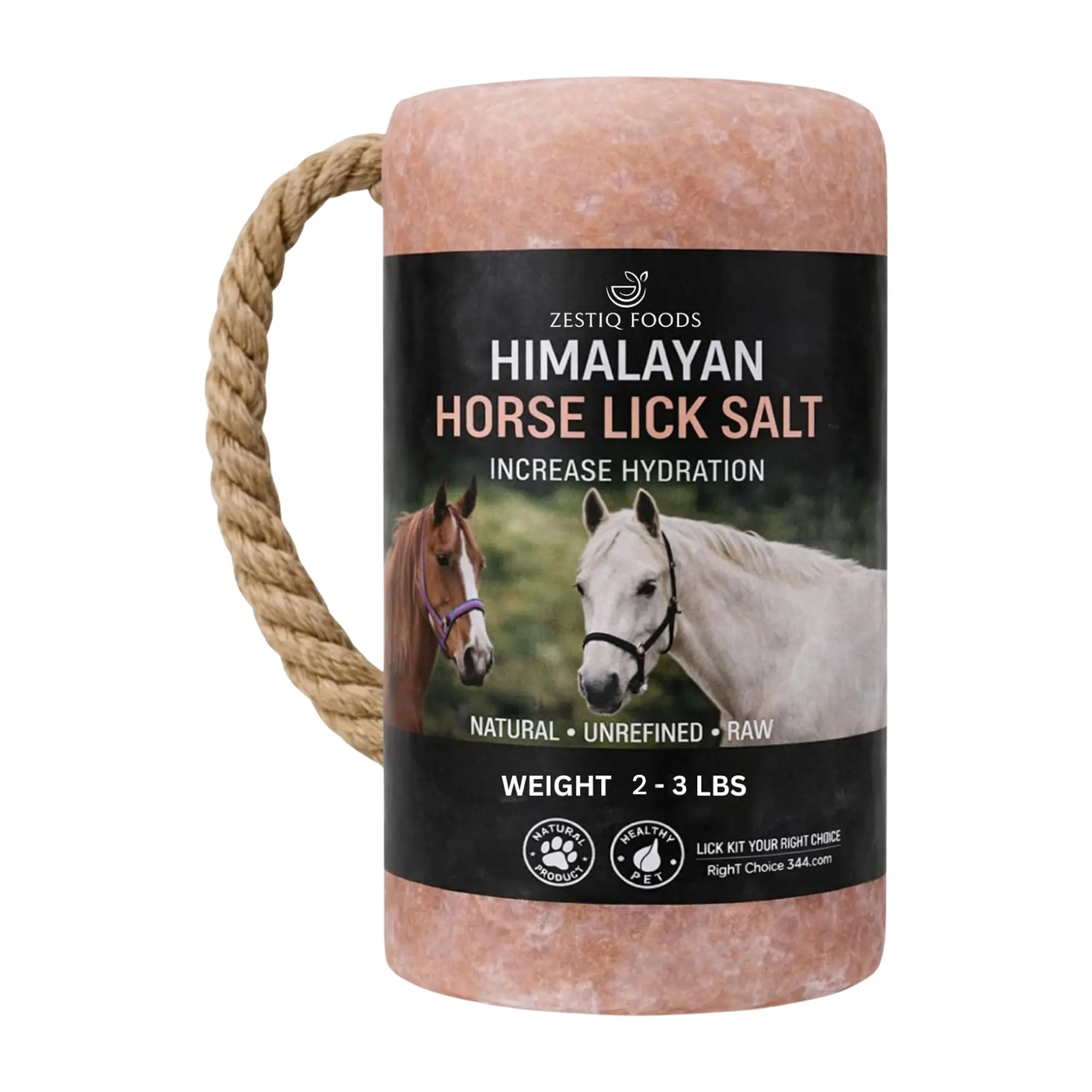 Zestiq Foods Himalayan Pink Rock Salt, Lick Block 2–3 lb (4-Pack) – Natural Salt Licks for Livestock, Farm Animals, Grazing & Animal Care