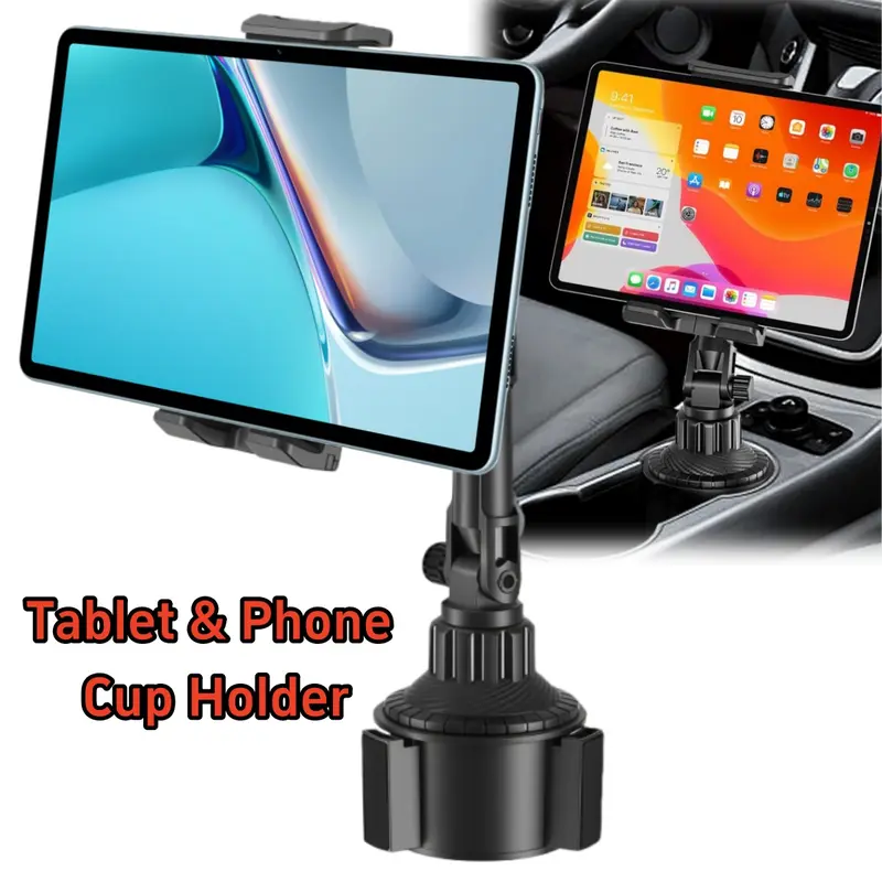 Adjustable Car Cup Phone Tablet Mount Holder Stand Universal Fits for 4.7-11.8" iPhone 15 14 13 12 11 Pro Max,for iPad Pro 10.5 / 9.7 iPad Mini 4/3/2/1 iPad Air 5/4/3/2,for Samsung Galaxy S24 S23 S22 S21 S20 S10+ S9+ Accessories Smartphone Cellphone