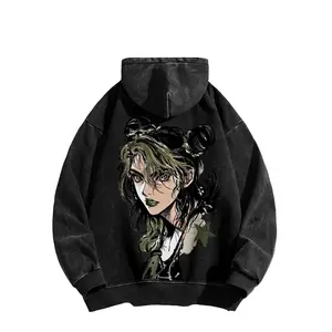 Jolyne Kujo Themed Washed American-Style Hoodie from *JoJo's Bizarre Adventure*, Made in the USA | Premium 100% Cotton Street wear Hoodie | Loose Fit