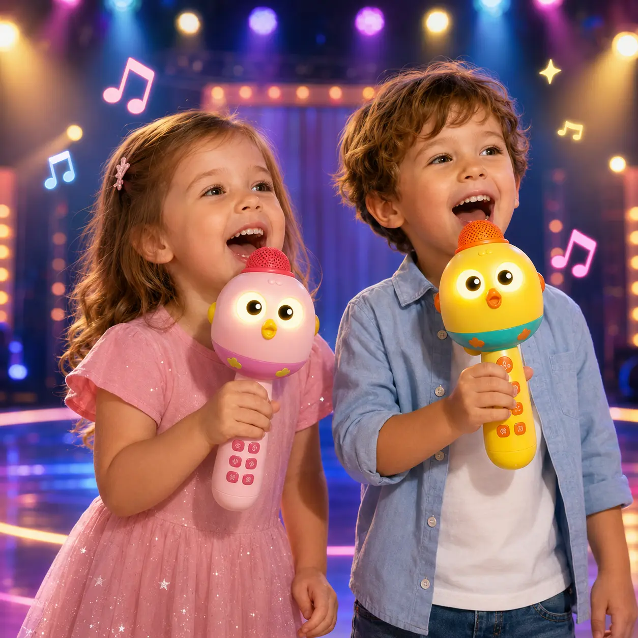Handheld karaoke toy, children's microphone, wireless connectivity, Type-C charging. Fun voice-changing effects, built-in music and sound effects, Bluetooth speaker, little emcee, birthday gift, Christmas gift, educational toy