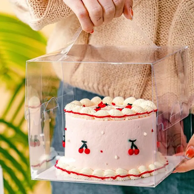 1-20pcs Cake Boxes Birthday Cake packaging box High-Capacity Plastic Cupcake Pastry Packing Box Gifts Wrapping Boxes with Handle