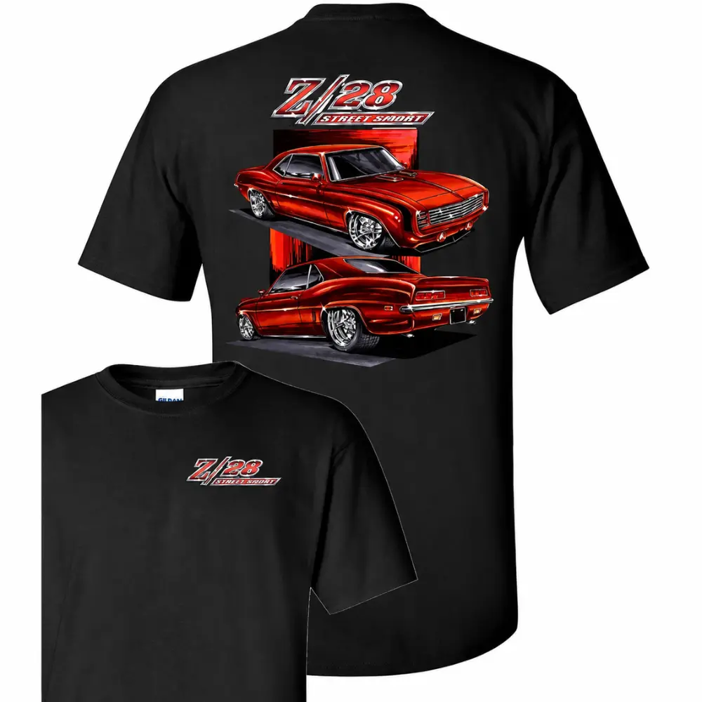 Chevy Camaro Z/28 T-Shirt, Classic Muscle Car Street Sport Graphic Tee, Vintage Red Camaro Shirt for Car Enthusiasts, American Muscle Tee, Gift for Car Guys