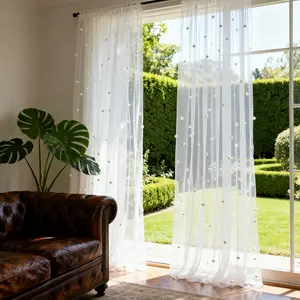 Pearl Mesh Curtain with Rod Pocket Design, Versatile for Living Room, Bedroom & Balcony, Perfect for Weddings, Valentine's Day & Party Decor, Home Decoration Curtain