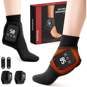 3-in-1 Cordless & Portable Foot and Ankle Massager for Neuropathy, Heel, Arch & Ankle Relief, 3-Level Vibration & Heat, Ideal Gift, Includes Extension Strap (Black 2pcs)