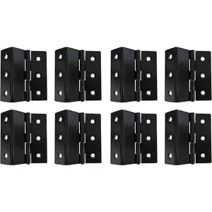 Heavy Duty 3 Fold Retro Chest Hinge, Half Surface for Chest, Cabinet, Furniture, 3" x 1.8mm, Matte Black,  Taiwan, 8 Pack