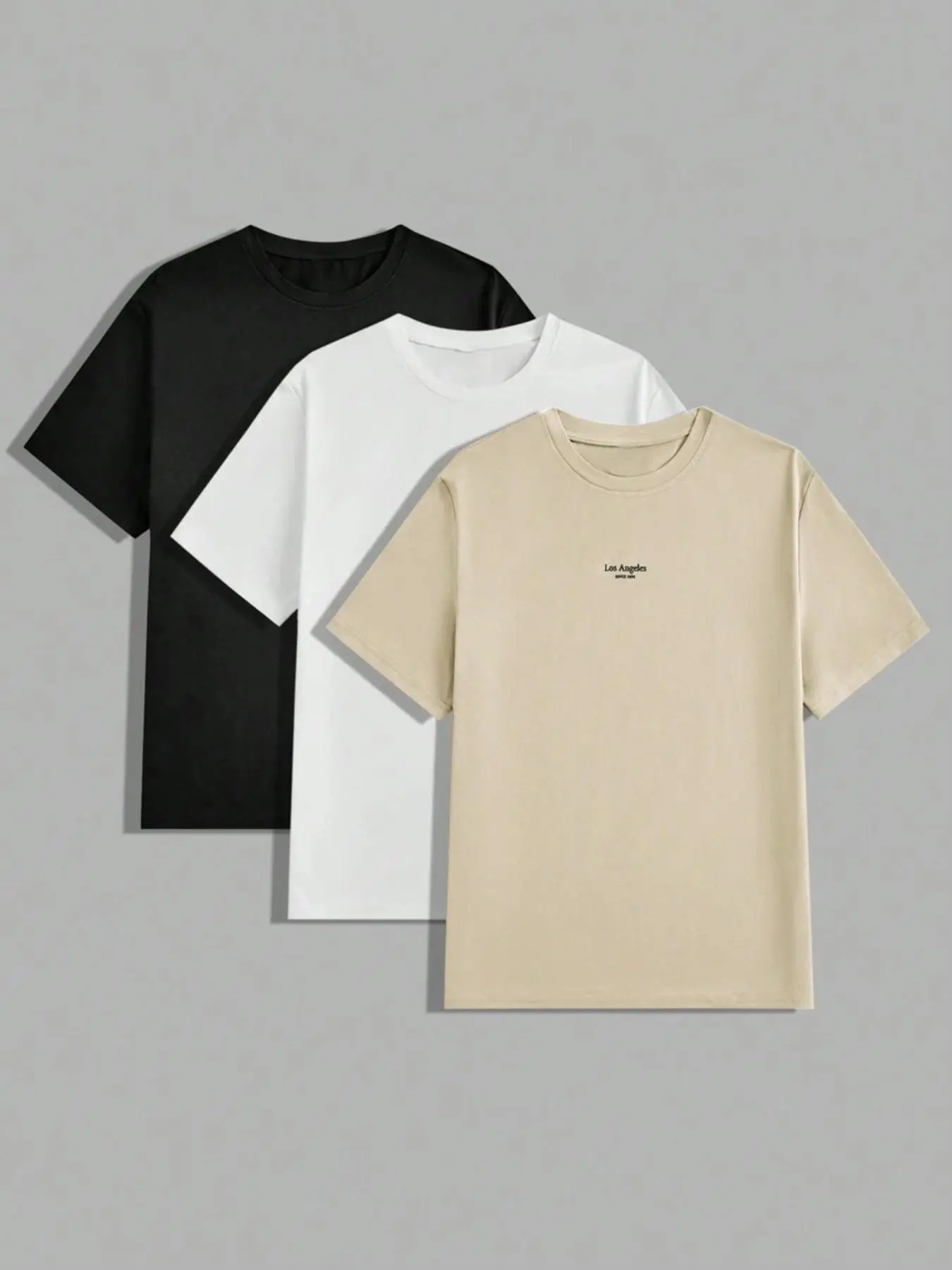 Men's Solid Color Letter Print Crew Neck Tee, Regular Fit Casual Comfy Short Sleeve Round Neck T-shirt for Summer, Men's Top for Daily Wear, Casual Basic Fashion, Casual Clothing