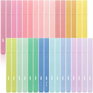 Aesthetic Chisel Tip Highlighters, 32 Pack Pastel Assorted Colors, Office Stationery for Artists, Broad Bold Highlights & Fine Precise Lines, Consistent Streak-Free Coverage for Color-Coding and Organization, School Supplies