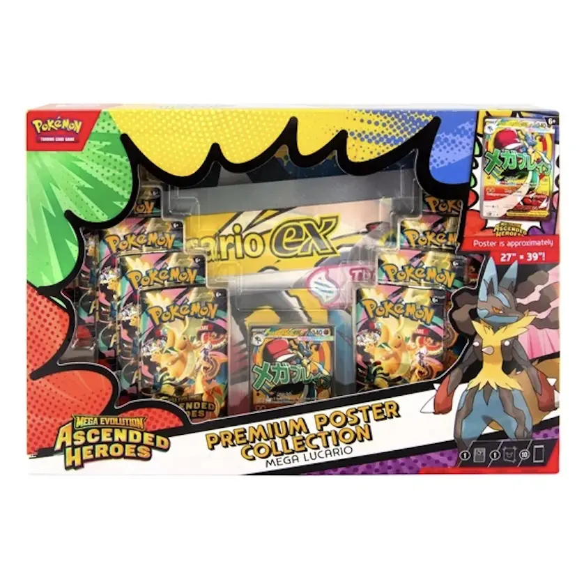Pokemon TCG Ascended Heroes Mega Lucario Poster collection - includes 10 booster packs and 1 mega attack rare black star promo card! - TikTok Shop Pokemon TCG Ascended Heroes Mega Lucario Poster collection - includes 10 booster packs and 1 mega attack rare black star promo card! - TikTok Shop