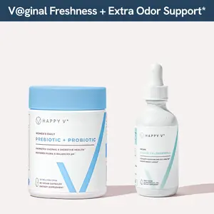 Happy V Fresh Start Kit: Vaginal Prebiotic + Probiotic for Women + Happy V Liquid Chlorophyll Natural Dietary Supplement Boost Mint Healthcare Wellness Edible