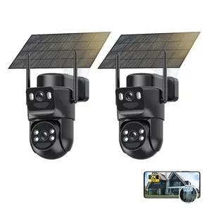 2-Pack Outdoor WiFi Security Cameras, Solar Powered, Dual Lens, Motion Detection, Night Vision, 2-Way Audio, Weather Proof, No Subscription, Solar Surveillance Camera