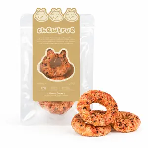 ChewTrue Mini Chicken Wrapped Rawhide Rings pet treats, with natural plant nutrients, release energy, support dental health, Suitable for cats and dogs（Pack size：3PCS）