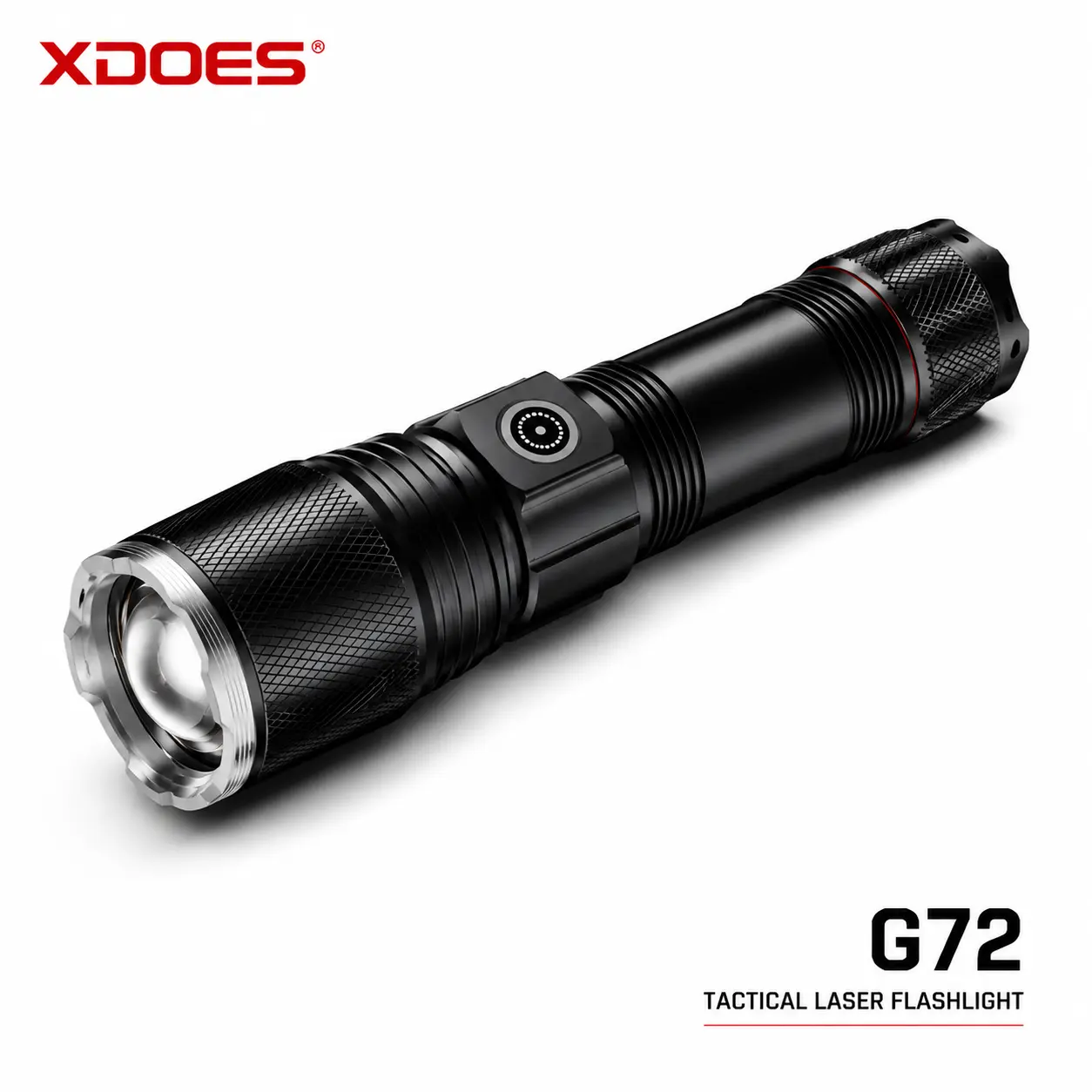 XDOES G72 Tactical Laser Flashlight, 1000 Lumens Rechargeable Flashlight, 300M Long Range Zoom Flashlight with 26650 Battery, Outdoor Camping Emergency Light