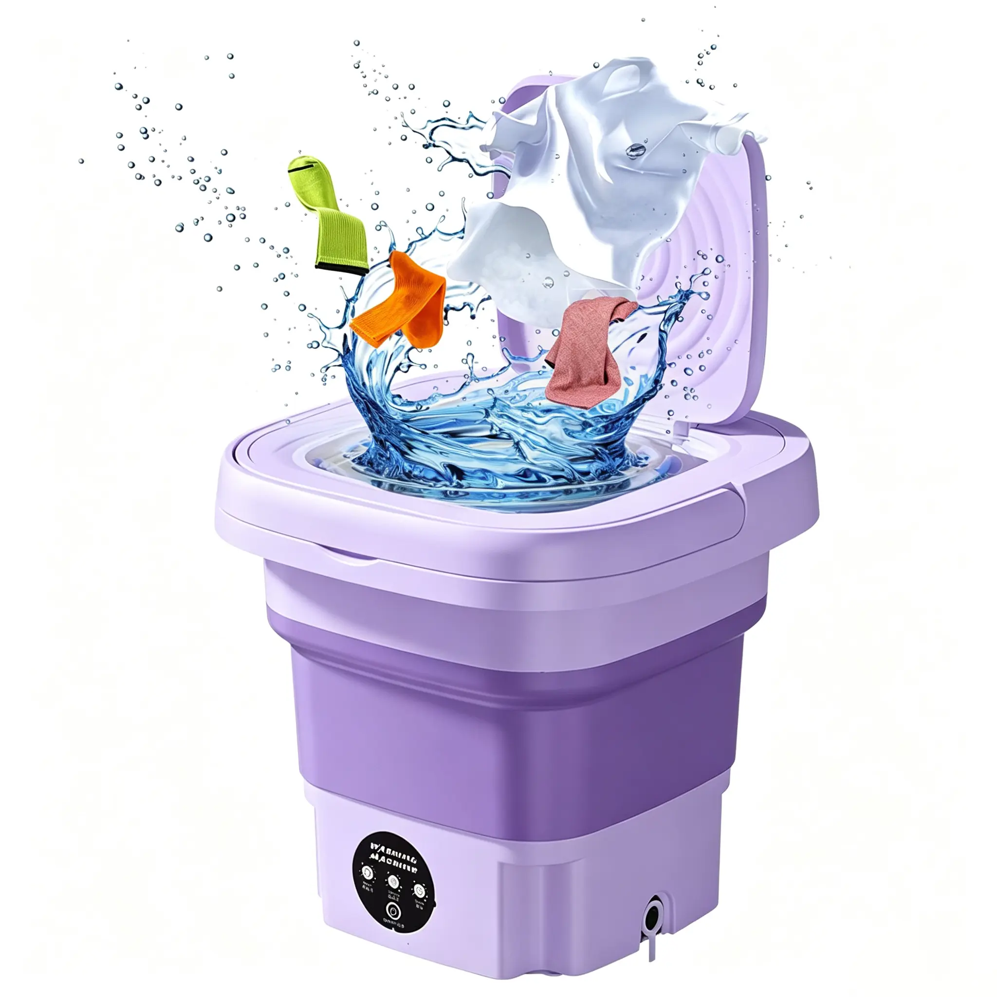 Portable Mini Folding Washing Machine for Underwear Socks Baby Clothes Compact Washer for Dorm Travel Apartment Quiet Touch Control