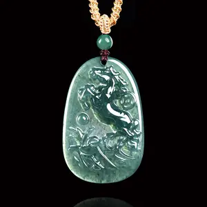 Natural Jade Blue Water Instant Wealth Horse Brand Jade Pendant Pendant High end Men's and Women's Styles