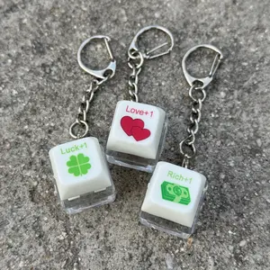 Press to Glow! Keycap Keychain| Squishy Stress Relief Toy | Love, Luck, Rich Charms