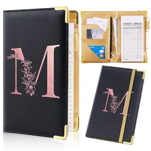 Server Book, Alphabet Server Books for Waitress, Leather Waitress Book with Zipper Pocket Serving Book Server Manual Checkbook Fits Server Apron,M