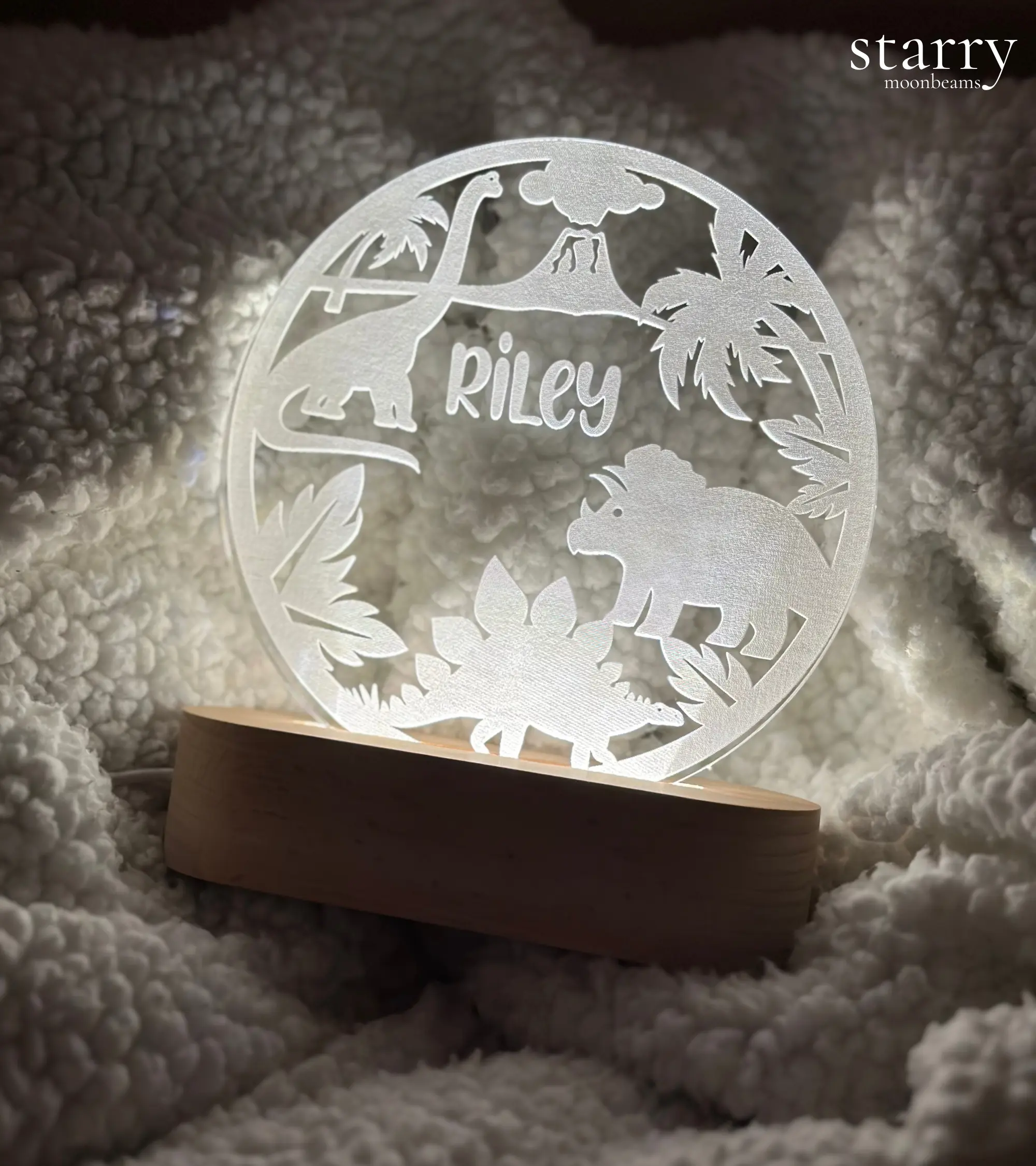 STARRY MOONBEAMS Dinosaur Custom Night Light, Nursery Decor, Personalized Name Light Night Gift, Kids Room Decor Nightlight, Gift for Boys/Girls 1st 2nd 3rd Birthday Gift Ideas Bedroom Decor Name Personalized Night Lamp 2024