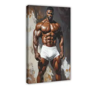 Nude Muscle Male Torso Portrait Art Realistic Gay Black Man Oil Painting Ratio Home Decor Number Of Beast Vintage Boo Pumpkin Wall Spooky Ghost and Pumpkins Witch Hat Poster
