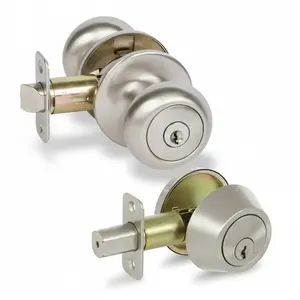 Bedford Satin Nickel Entry Knob with Matching Single Cylinder Deadbolt Combo Pack