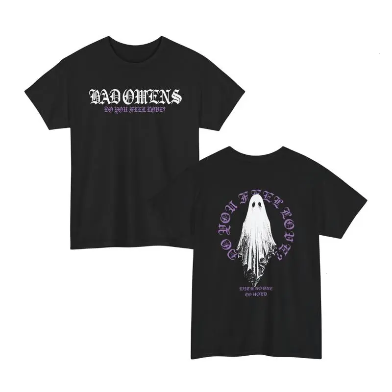 Women's Fitted Crew Neck Short-Sleeve Graphic T-Shirt Tops - "Do You Feel Love" Bad Omens Print, 2026 Beartooth President Rock Band Tour, Cotton-Polyester Fabric, Cold Machine Wash, All Seasons, Casual, Classic, Ribbed, Shortsleeve, Round Neck, Style, Dig
