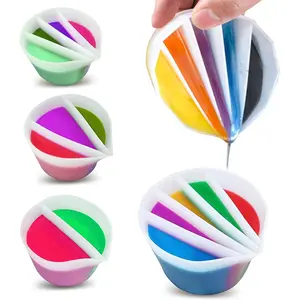4 Pcs Split Cups for Paint Pouring with 2-5 Channels Resin molds Silicone Resin Mixing Cups Pour Painting Supplies Acrylic Paint Pouring DIY Making Drawing Accessories