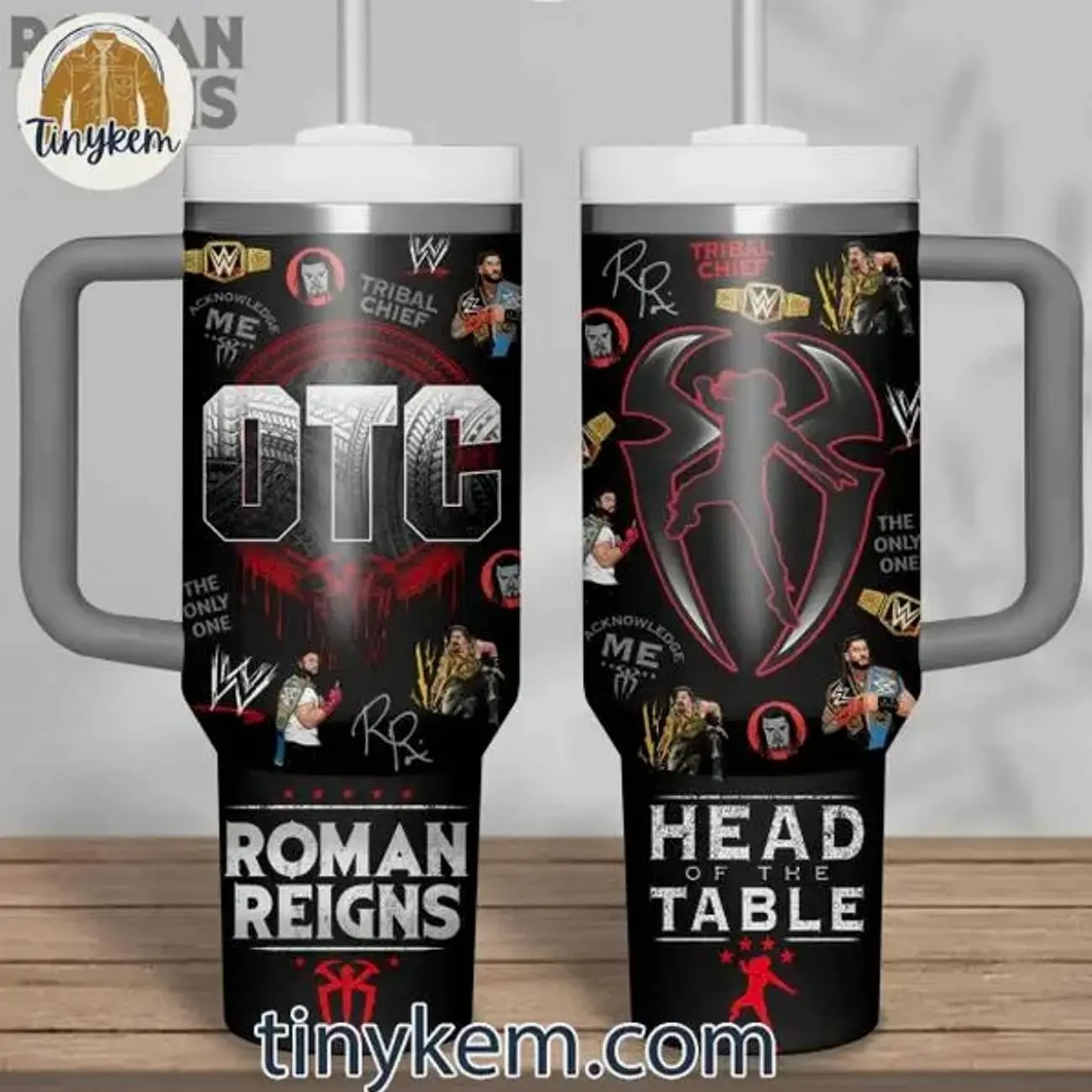 [MADE IN US] Vacuum Insulated Tumbler WWE Roman Reigns with Lid and Straw - Stainless Steel Travel Coffee Mug Double Wall Hot & Cold Drink Cup Leakproof Portable