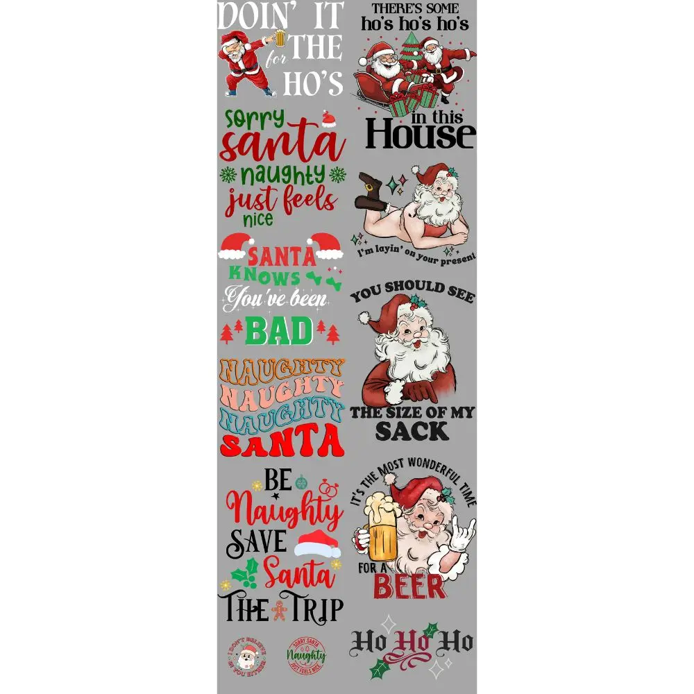 Naughty Santa DTF Transfers Gang Sheet 22" x 60"