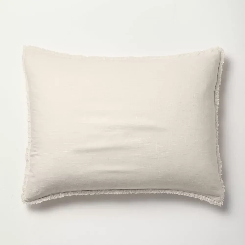 King Heavyweight Linen Blend Comforter Sham Natural - Casaluna: Zipper Closure OEKO-TEX Certified No Fill