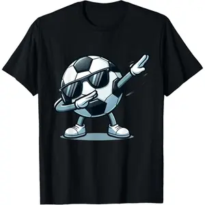 Dabbing Soccer Ball Shirt Funny Boys Men Women Sports Player T-Shirt Pure Cotton Graphic Tees Menswear Top: Gifts for Men & Women