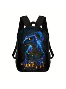 1pc Lightweight Black Unisex Printed Backpack, Printed Duffel Bag, Lightweight Casual Daypack - Adjustable Shoulder Strap, School Bag, Casual Travel and Commuter Bag, Zipper Closure, Minimalist Design