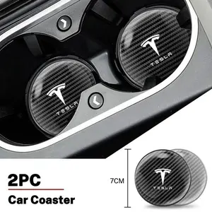 Carbon fiber car cup anti-slip mat Dashboard accessory For Tesla Model 3 Model X S 2016-2023 Model Y Decals TM3 TMX TMS