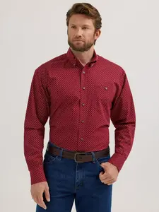WRANGLER CLASSIC GEOMETRIC RED PRINT - MENS SHIRT - 112355332