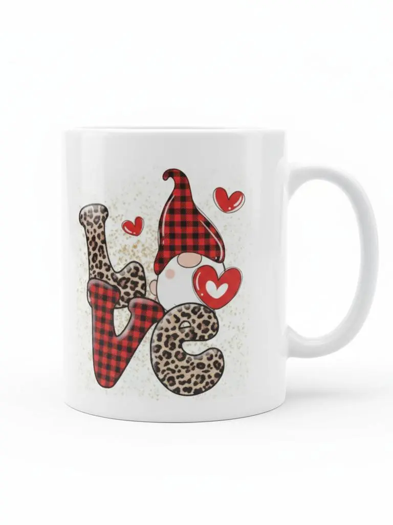 Charming Love Mug 16oz | Cozy Aesthetic Coffee Mug | Leopard Print & Buffalo Plaid Valentine Ceramic Mug | Dishwasher Safe Tea & Hot Cocoa Cup I Drinkware