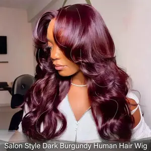 Mscoco Hair High Quality Salon Style Dark Burgundy Wig Pre-layered 99J Burgundy Color Loose Wave Human Hair Wig Ready to Wear Pre-Everything 6×5 Lace Wig With Natural Hairline
