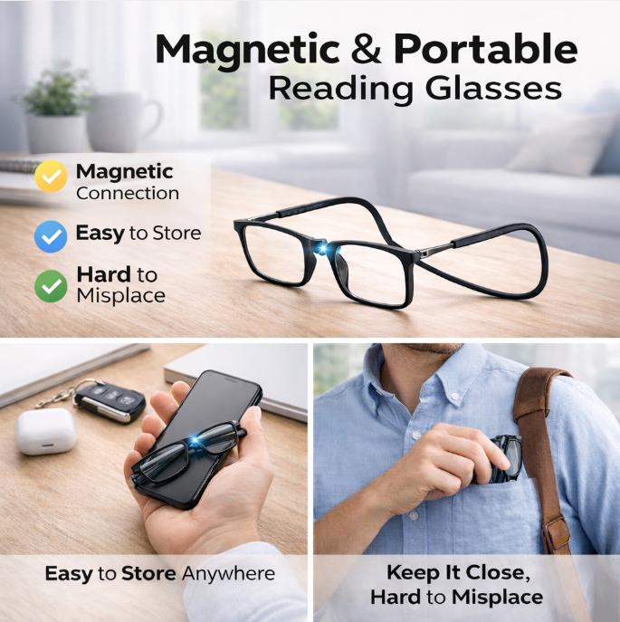 Men's Fashionable Magnetic Neck Reading Glasses, Portable Ultra-Light Anti-Loss Design, Unisex Eyewear for Daily Use, Reading Eyeglasses